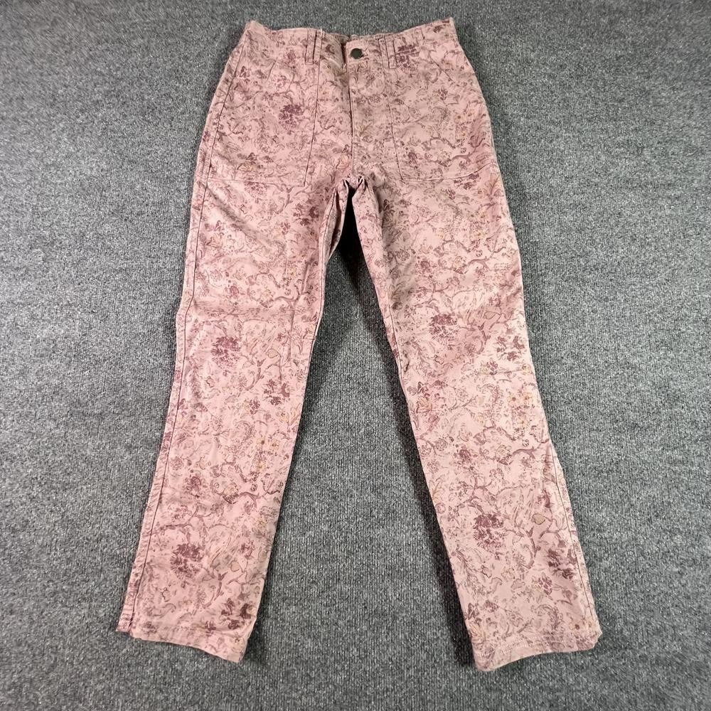 Knox Rose Ankle Pant Women's M Pink Cotton Straight Floral Preppy Career Stretch